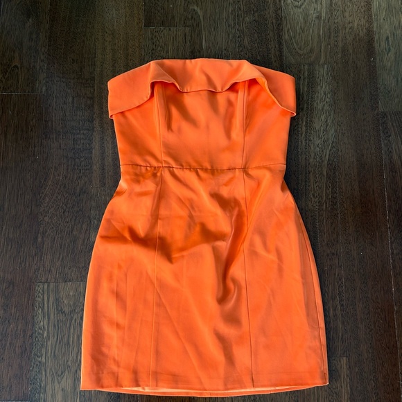 meshki orange strapless dress Meshki - Elma Halter Knit Maxi Dress - Orange